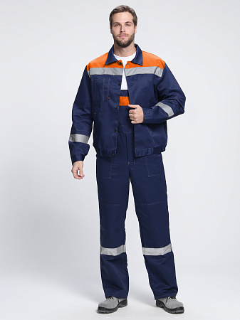 Летний костюм мужской Факел-Легион-2 с полукомбинезоном, темно-синий с оранжевым Летний костюм мужской Факел-Легион-2 с полукомбинезоном, темно-синий с оранжевым