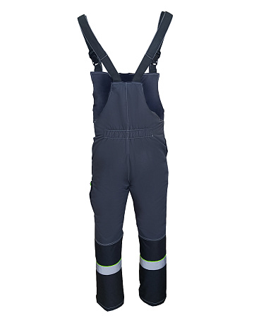 Зимний костюм мужской Эталон-Орегон-Мембрана с полукомбинезоном, темно-серый с черным  и лимонным