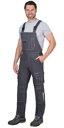 Летний полукомбинезон мужской Сириус-Джет, из смесовой ткани, темно-серый с синим Летний полукомбинезон мужской Сириус-Джет, из смесовой ткани, темно-серый с синим