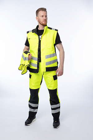 Летняя сигнальная куртка мужская Brodeks KS 225, желтый с черным