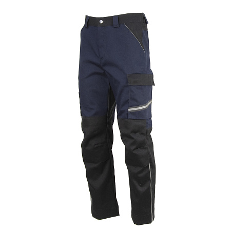 Летние брюки мужские сварщика 1 класса Brodeks FS38-01, темно-синие с черным