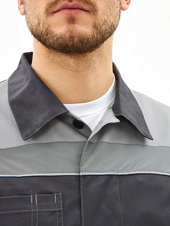 Летний костюм мужской Факел-Липецк-2 с полукомбинезоном, темно-серый со светло-серым 