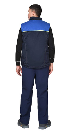Зимний жилет мужской Сириус-Фаворит, смесовая ткань, темно-синий с васильковым
