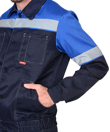 Летний костюм мужской Сириус-Легионер с полукомбинезоном, синий с васильковым Летний костюм мужской Сириус-Легионер с полукомбинезоном, синий с васильковым