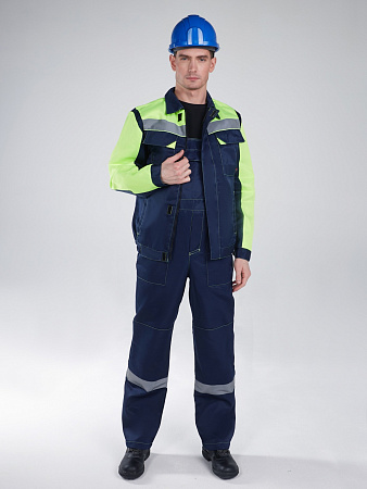 Летний костюм мужской Факел-Сфера-2 с полукомбинезоном, темно-синий с лимонным Летний костюм мужской Факел-Сфера-2 с полукомбинезоном, темно-синий с лимонным