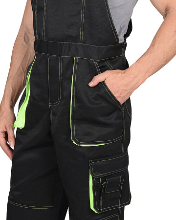 Летний полукомбинезон мужской Сириус-Crown, из смесовой ткани, черный с неоновым