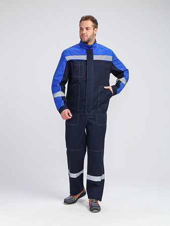 Летний костюм мужской Факел-Бриготек-1 с СОП с брюками, темно-синий с васильковым