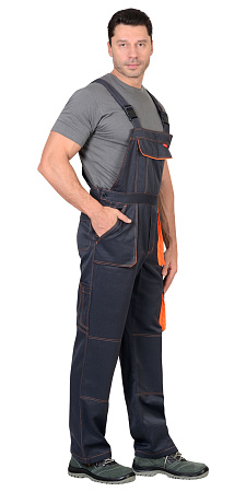 Летний полукомбинезон мужской Сириус-Crown, из смесовой ткани, темно-серый с оранжевым