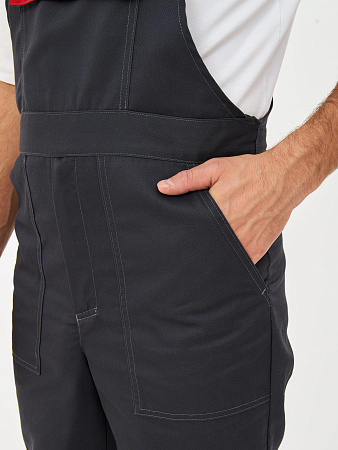 Летний костюм мужской Факел-Лигор-2 Премиум с СОП с полукомбинезоном, темно-серый с красным 