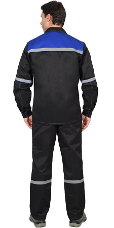 Летний костюм мужской Сириус-Механик с брюками, черный с васильковым Летний костюм мужской Сириус-Механик с брюками, черный с васильковым