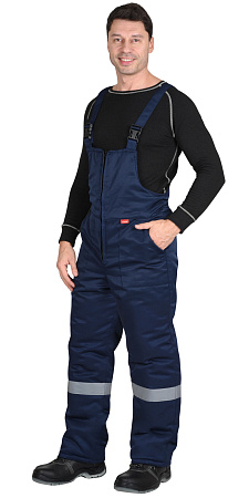Зимний костюм мужской Сириус-Рост-Норд с полукомбинезоном, из смесовой ткани, т-синий с васильковым Зимний костюм мужской Сириус-Рост-Норд с полукомбинезоном, из смесовой ткани, т-синий с васильковым