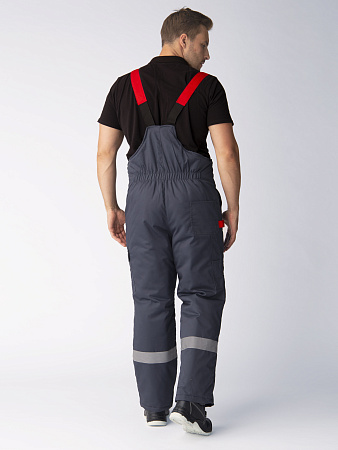 Зимний костюм мужской Факел-Вектрон-2 с полукомбинезоном, серый с черным и красным