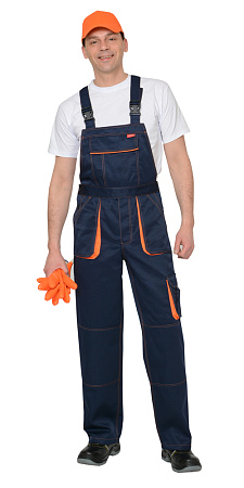 Летний полукомбинезон мужской Сириус-Crown, из смесовой ткани, синий с оранжевым