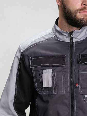 Летний костюм мужской Факел-Вектрон-1 с брюками, темно-серый со светло-серым и черным