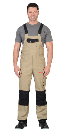 Летний полукомбинезон мужской Сириус-Вест-Ворк, бежевый с черным Летний полукомбинезон мужской Сириус-Вест-Ворк, бежевый с черным