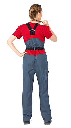 Летний полукомбинезон женский Восток-Сервис-Леди Спец, из смесовой ткани, серый с красным и черным Летний полукомбинезон женский Восток-Сервис-Леди Спец, из смесовой ткани, серый с красным и черным