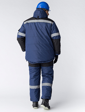 Зимний костюм мужской Факел-Беркорт с полукомбинезоном, темно-синий с черным
