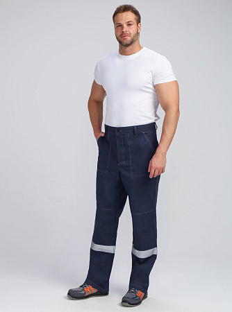 Летний костюм мужской Факел-Бриготек-1 с СОП с брюками, темно-синий с васильковым