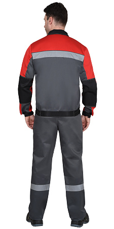 Летний костюм мужской Сириус-Лигор-2 с брюками,темно-серый с красным и черным