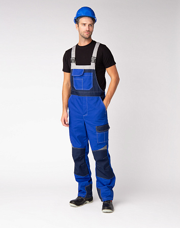 Летний костюм мужской Факел-Вектрон-2 с полукомбинезоном, васильковый с темно-синим и серым