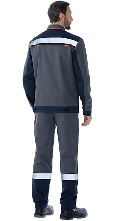 Летний костюм мужской Авангард-Джокер с брюками, серый с синим и оранжевым