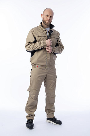 Летний костюм мужской Brodeks KS 201 + KS 301, бежевый с черным Летний костюм мужской Brodeks KS 201 + KS 301, бежевый с черным