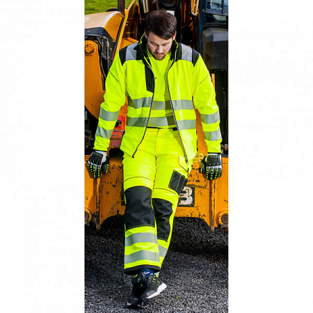 Демисезонная куртка мужская  Portwest T402, желтая с черным из ткани Софтшэлл
