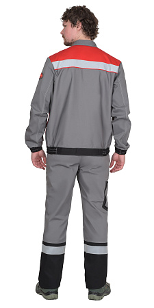 Летний костюм мужской Сириус-Мастер с брюками, серый с красным и черным Летний костюм мужской Сириус-Мастер с брюками, серый с красным и черным