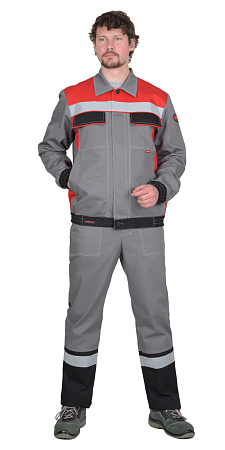 Летний костюм мужской Сириус-Мастер с брюками, серый с красным и черным Летний костюм мужской Сириус-Мастер с брюками, серый с красным и черным