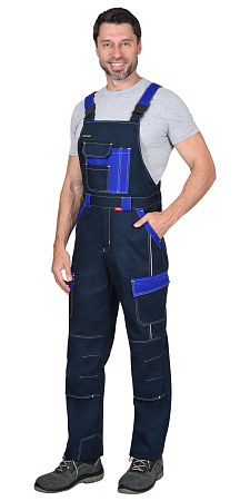 Летний полукомбинезон мужской Сириус-Карат-Росс, из смесовой ткани, темно-синий с васильковым