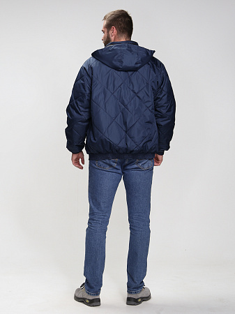 Демисезонная куртка мужская Факел-Бомбер- Люкс, с капюшлном, темно-синяя Демисезонная куртка мужская Факел-Бомбер- Люкс, с капюшлном, темно-синяя