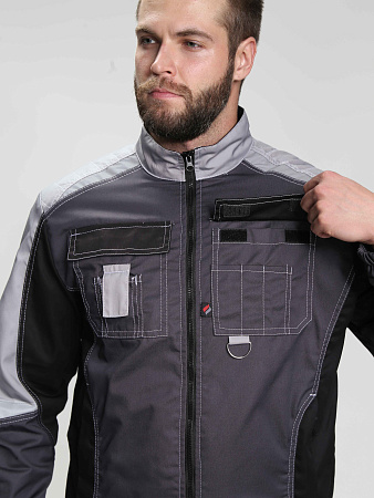 Летний костюм мужской Факел-Вектрон-1 с брюками, темно-серый со светло-серым и черным