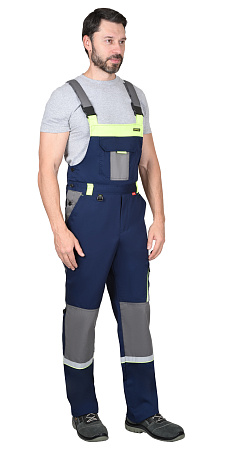 Летний полукомбинезон мужской Сириус Стан, синий со средне-серой и лимонной отделкой Летний полукомбинезон мужской Сириус Стан, синий со средне-серой и лимонной отделкой