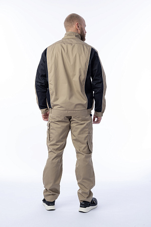 Летний костюм мужской Brodeks KS 201 + KS 301, бежевый с черным Летний костюм мужской Brodeks KS 201 + KS 301, бежевый с черным