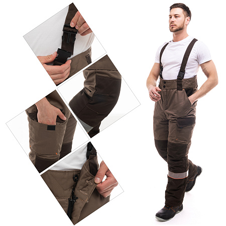 Зимний костюм мужской Эталон-Берген с брюками, бежевый с т. коричневым