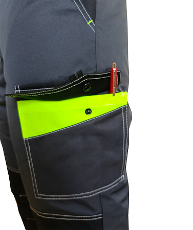 Зимний костюм мужской Эталон-Орегон-Мембрана с полукомбинезоном, темно-серый с черным  и лимонным