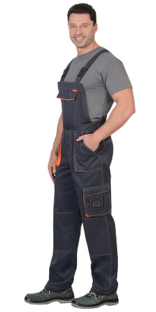 Летний полукомбинезон мужской Сириус-Crown, из смесовой ткани, темно-серый с оранжевым