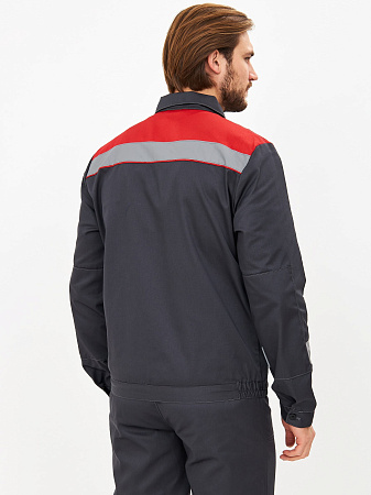 Летний костюм мужской Факел-Лигор-2 Премиум с СОП с полукомбинезоном, темно-серый с красным 