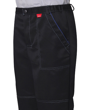 Летний костюм мужской Сириус-Механик с брюками, черный с васильковым Летний костюм мужской Сириус-Механик с брюками, черный с васильковым