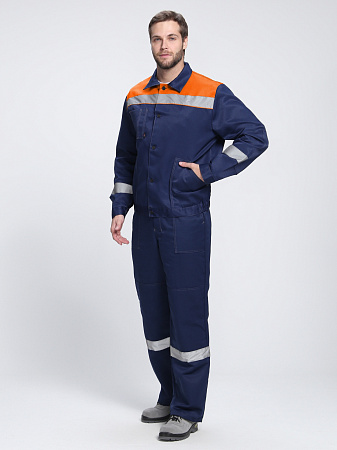 Летний костюм мужской Факел-Легион-2 с полукомбинезоном, темно-синий с оранжевым Летний костюм мужской Факел-Легион-2 с полукомбинезоном, темно-синий с оранжевым