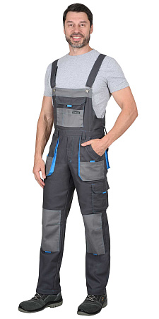 Летний полукомбинезон мужской Сириус-Двин, из смесовой ткани, темно-серый со средне серым Летний полукомбинезон мужской Сириус-Двин, из смесовой ткани, темно-серый со средне серым