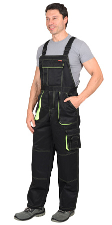 Летний полукомбинезон мужской Сириус-Crown, из смесовой ткани, черный с неоновым