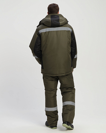 Зимний костюм мужской Факел-Вектрон-2 с полукомбинезоном, хаки с черным