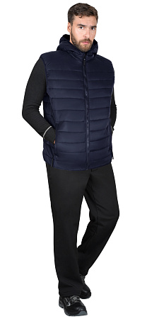 Зимний жилет универсальный Сириус-Азимут, с капюшоном, синий с васильковым Зимний жилет универсальный Сириус-Азимут, с капюшоном, синий с васильковым