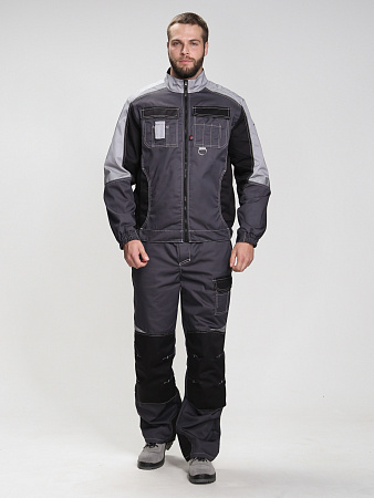 Летний костюм мужской Факел-Вектрон-1 с брюками, темно-серый со светло-серым и черным