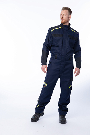 Летний комбинезон сварщика 1 класса Brodeks FS58-01, темно-синий с черным Летний комбинезон сварщика 1 класса Brodeks FS58-01, темно-синий с черным