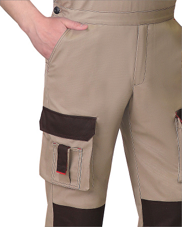 Летний полукомбинезон мужской Сириус-Джет Браун, из смесовой ткани, песочный с темно-коричневым Летний полукомбинезон мужской Сириус-Джет Браун, из смесовой ткани, песочный с темно-коричневым