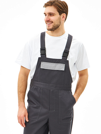 Летний костюм мужской Факел-Липецк-2 с полукомбинезоном, темно-серый со светло-серым 