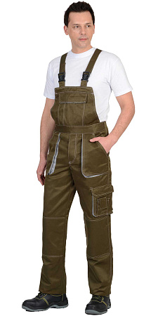 Летний полукомбинезон мужской Сириус-Crown, из смесовой ткани, хаки со светло серым Летний полукомбинезон мужской Сириус-Crown, из смесовой ткани, хаки со светло серым