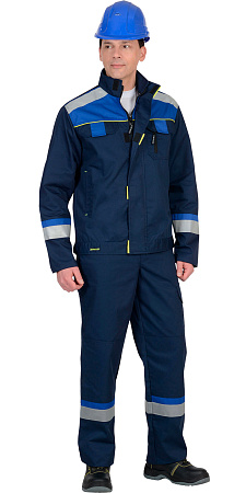 Летний костюм мужской Сириус-Бостон-Росс с полукомбинезон, темно-синий с васильковым